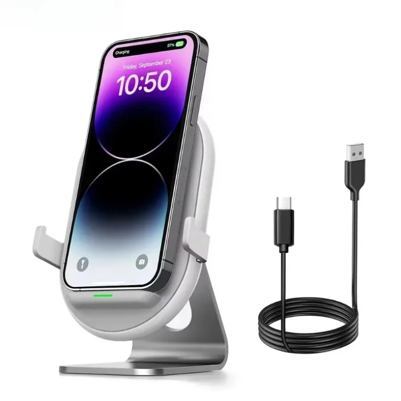 VIKEFON Desktop Wireless Charging Cell Phone Holder Lazy Phone Stand For iPhone 16-12 Samsung S24 Xiaomi Fast Charging Station