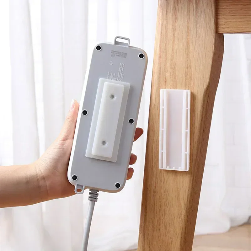 Self-Adhesive Desktop Socket Fixer Hanging Power Strip Cable Organizer Wall Holder Fixator Plug-in Removable Wall-Mounted Fixer