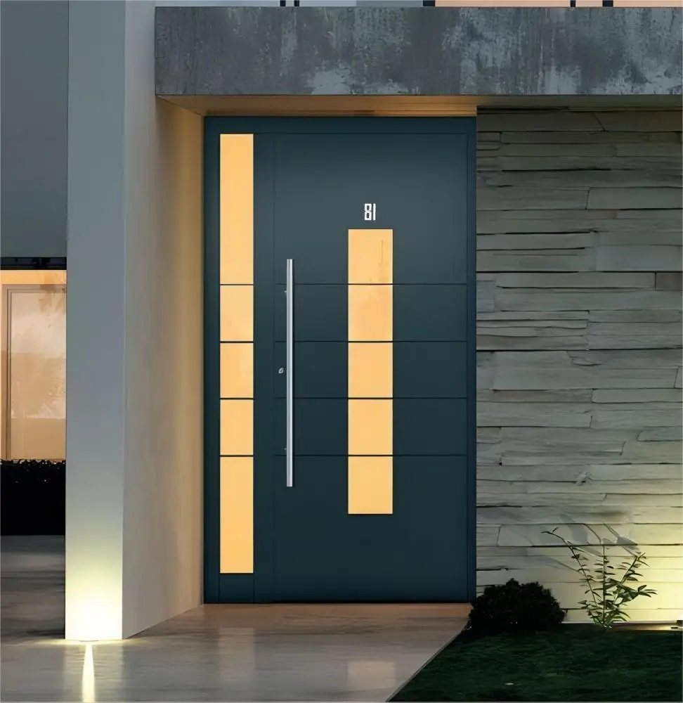 

Sixinalu Exterior Front Door for House Luxury Design Entrance Door Stainless Steel Security Door Modern Black Aluminum Doors