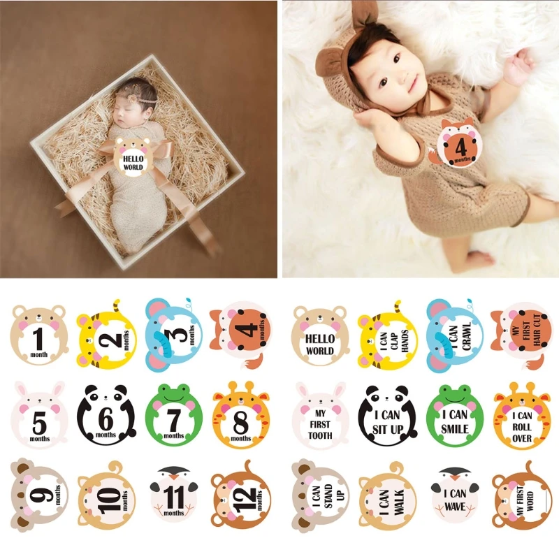 12 Sheet Baby Photo Moment Cards Baby Shower Unisex Boy Girl Photo Keepsake Memory Landmark Gender Neutral