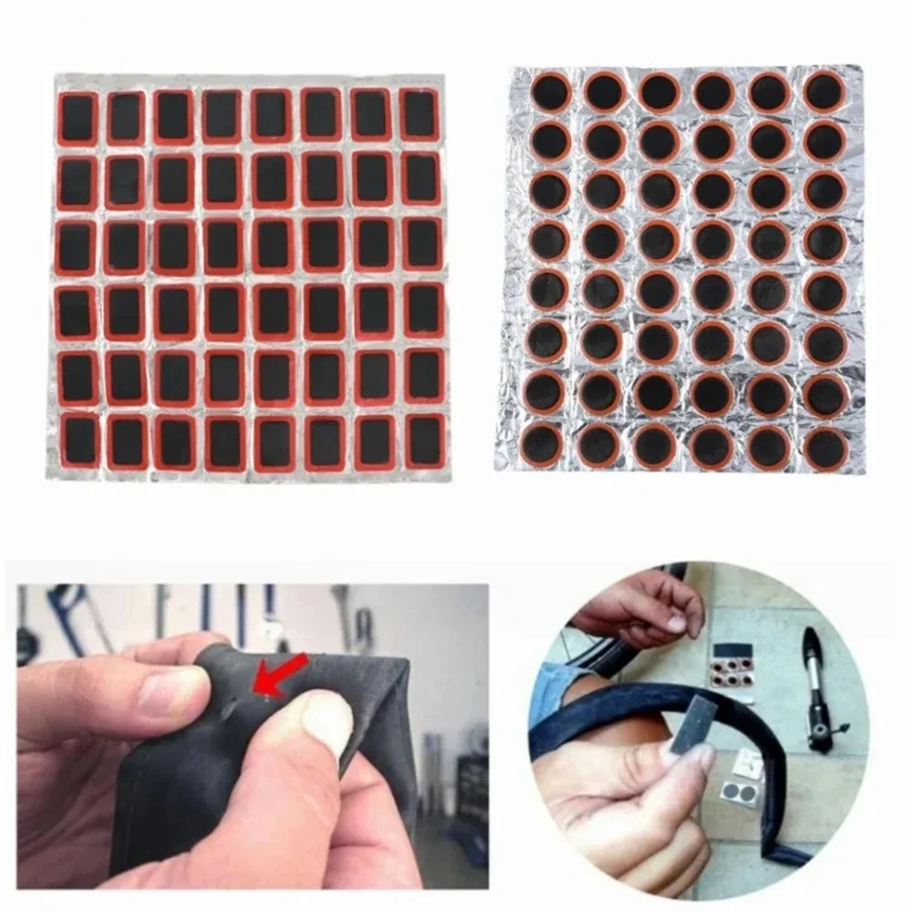 Bike Tire Patch 48PCS Bicycle Tyre Tube Puncture Repair Rubber Patches Set Inner Tube Quick Repairing Tyre Protection Patch Tool