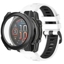 Durable Silicone Strap and Protective Case Set - Quick Fit, Anti - Fall Design - Fenix 8 43mm (White Black - B)