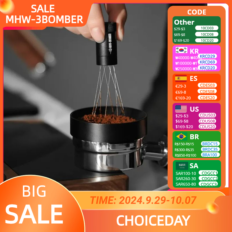 MHW-3BOMBER WDT Distribution Tool 0.4mm Needle Espresso Stirrer with Magnetic Stand Replaceable Needles Professional Coffee Tool