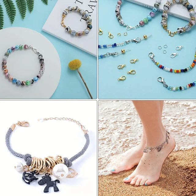 1 set scatola oro argento chiusura a moschettone anelli di salto aperti per creazione di gioielli bracciali collane ganci chiusura a catena accessori fai da te 5