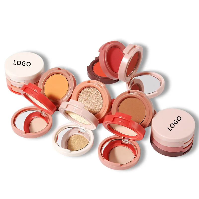 

3 IN 1 Face Powder Palette Wholesale Pigment Natural Brighten The Skin Blusher Contour Highlighter Cosmetics Product Custom Logo