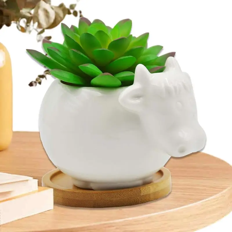 

Цветочный горшок для горшков с коровьями и растениями