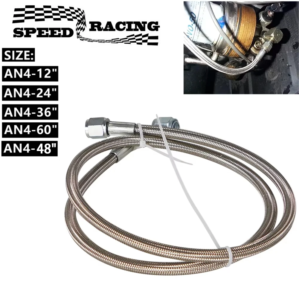 Universal 12" 24" 36" 48" 60" AN4 90 Grad x gerade PTFE Turbinenöl-Einzugsrohr Turbo-Öl-Einzugsleitungssatz Edelstahl geflochten