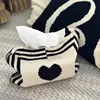 Knit Plaid Heart Tissue Box Heart  Knitting Cotton Thread Napkin Holder Tissue Bag Bedroom Kitchen Desktop Storage Napkins 3