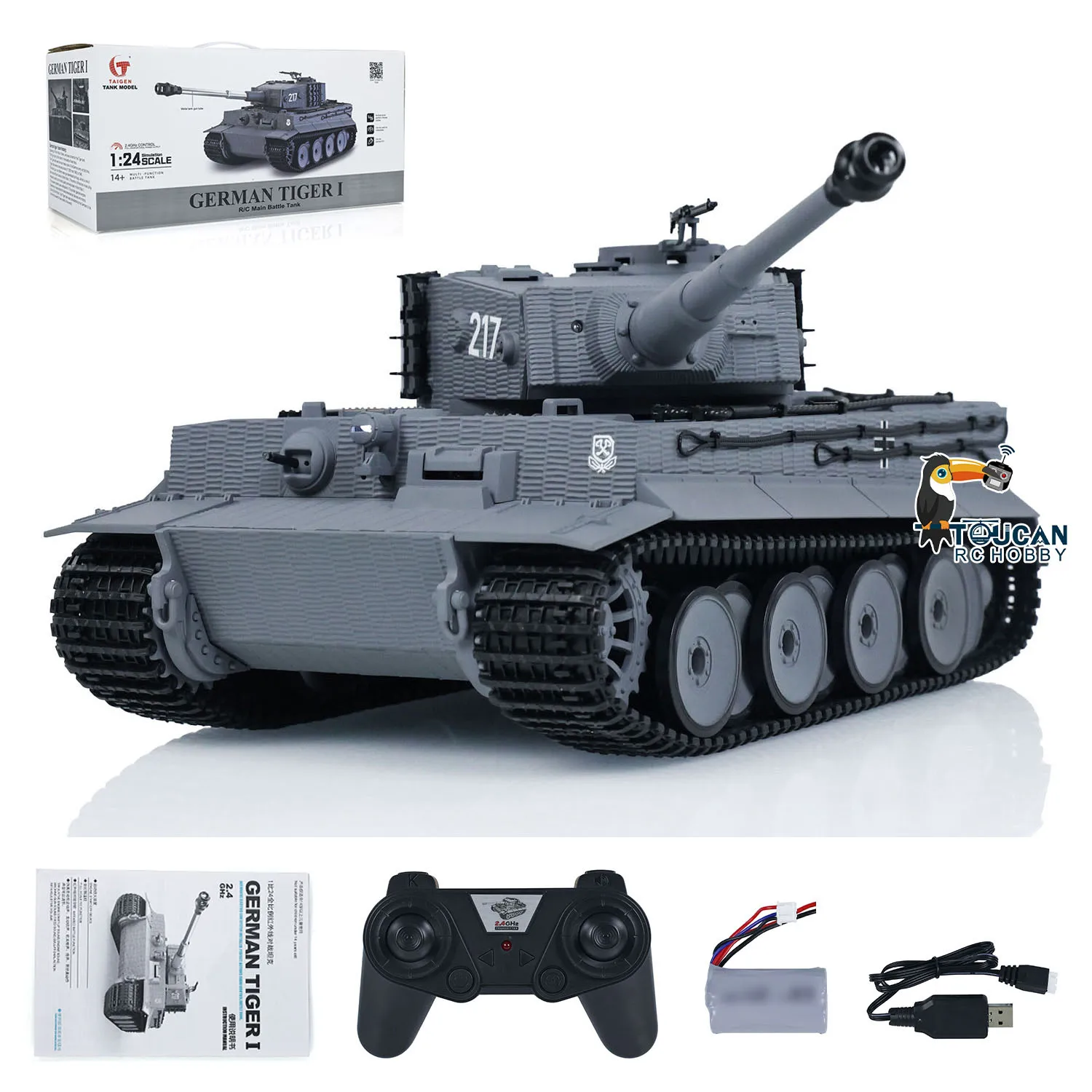 Gifts Taigen 1/24 RC Battle Tank Tiger I Remote Control Military Tanks Infrared Combat Cars Vehicle Toys for Boys TH23570 3