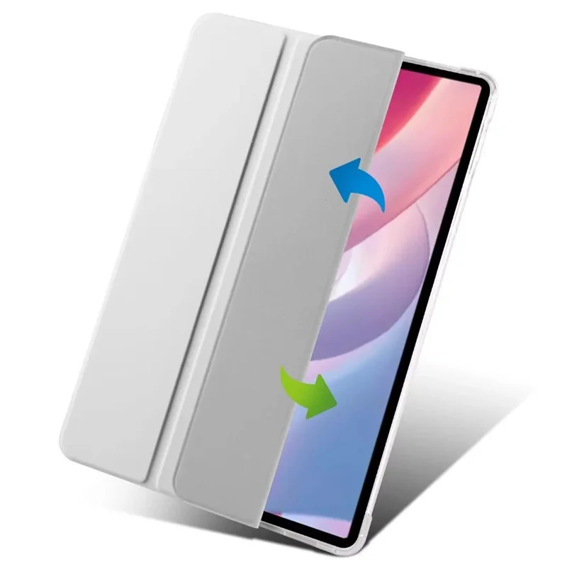 Premium Tablet Case with Pencil Holder and Folding Clear Soft TPU Back