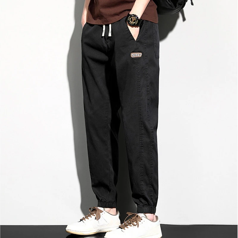 2024 Men's Summer Ice Silk Casual Pants Micro Wide Leg Pants Trousers Fashion Casual Tencel Drawstring Pants
