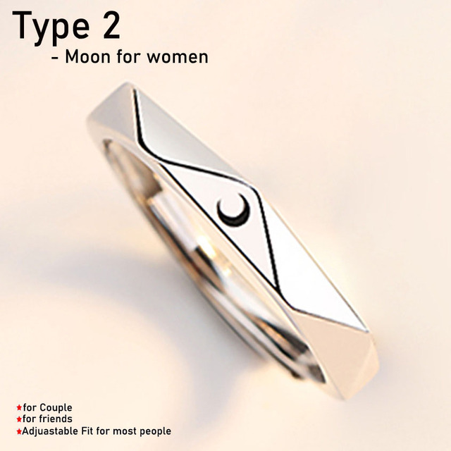 Moon Couple Rings Open Adjustable Ring Eachother Lover Couple Rings Wedding Jewlery Ring Friends Gift Fit for Most Women Men