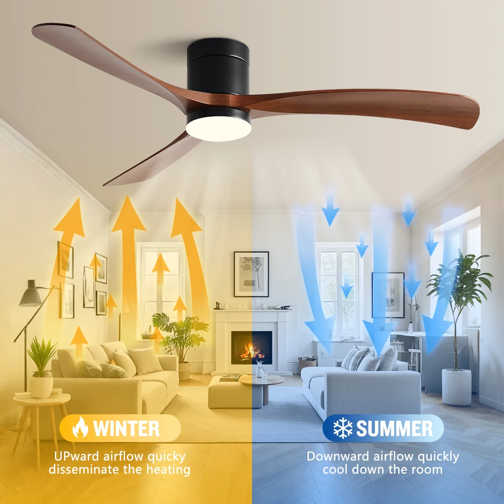 38/46/52/56 Inch Ceiling Fan with Light Super-Silent Ideal for Bedroom Dining Living Room & Office with remote