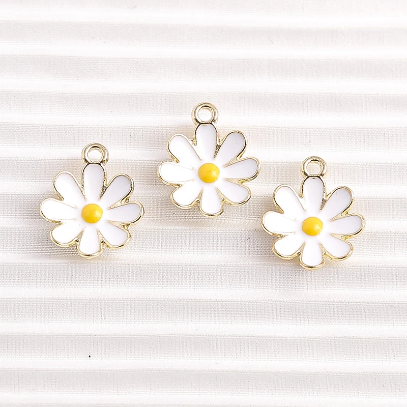 10 Stück 15 x 18 mm niedliche Emaille-Blumenanhänger für die Schmuckherstellung, Halsketten, Ohrringe, Armbänder, Zubehör, DIY-Bastelbedarf – Detail 10