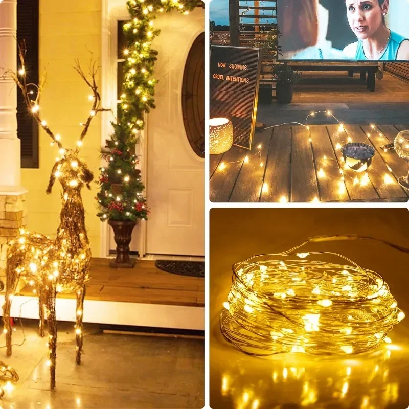 Led string lights decorative lights string lights led fairy lights copper wire USB LED string lights garland fairy string light for holiday Christmas wedding party garden patio lights decoration
