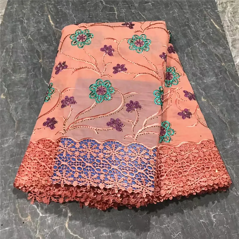 

5 yard Swiss lace fabric heavy beaded With diamond embroidery African 100% cotton Swiss voile lace popular Dubai style PL080705