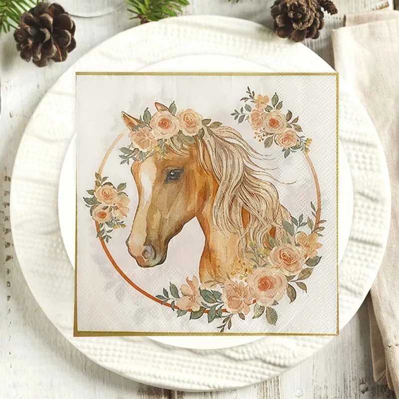 Western Cowboy Horse Racing Kids Girls Birthday Party Decoration Printing Creative Ambiance Restaurant Napkins Paper Placemats paper napkins tissue paper decoration