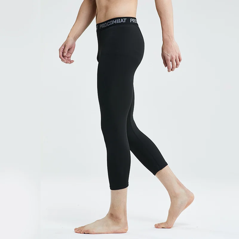 Basketball Tight Pants Mens Seven High Elastic Training Sports Fitness 7 Points Leggings Fast Dry