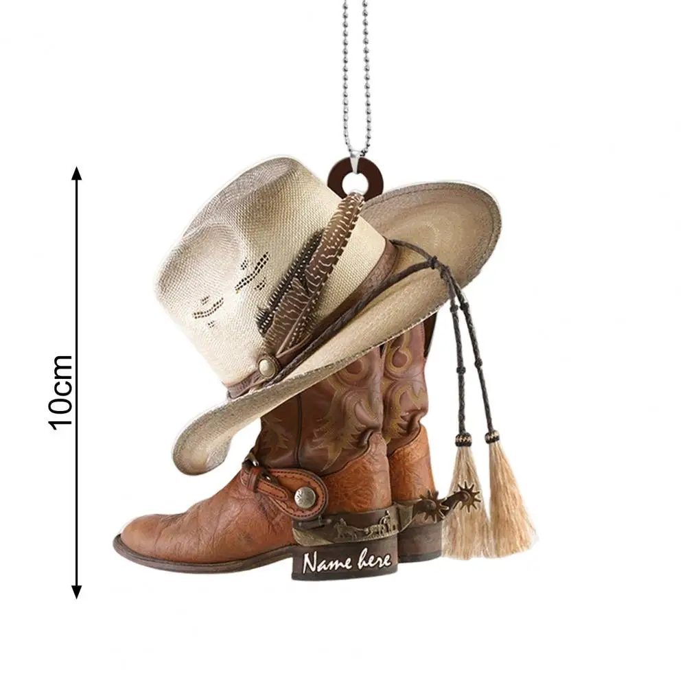 Sturdy Hanging Ornament Ornamental Acrylic Auto Rearview Mirror Cowboy Flat Car Pendant for Home 6