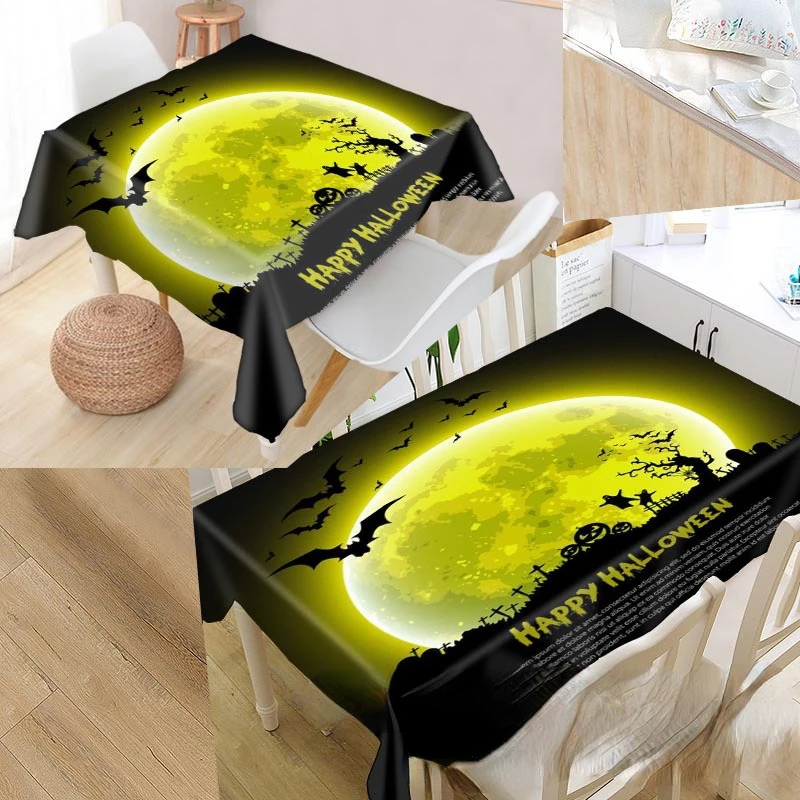 

Halloween Table Cloth High Quality Coffee Table Cover Scary Pumpkin Print Table Decor Stain Resistant Table Cloth