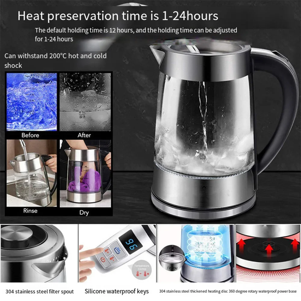 1.8L Smart Electric Kettle High Quality Automatic Thermostat Fast Heating Suitable for Home, Office and Hotel 4