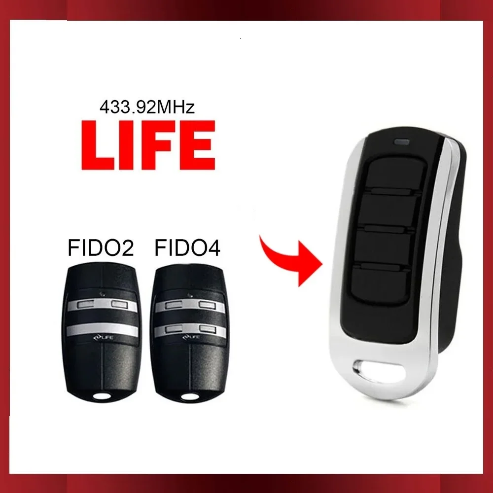 LIFE 리모컨 차고 문짝 제어와 호환되는 롤링 코드, LIFE FIDO 2 / FIDO 4 게이트 리모컨, 433.92MHz