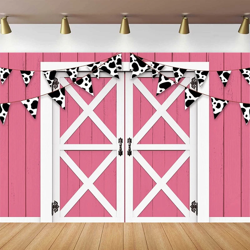 Pink Barn Door Photography Backdrop Retro Rustic Wooden Western Cowgirl