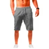 New Men's Cotton Linen Shorts Pants Male Summer Breathable Solid Color Linen Trousers Fitness Streetwear Lace up Bottoms 4