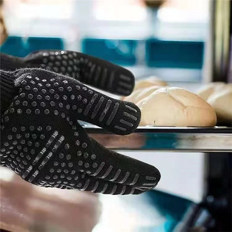 1 pcs Anti-scald Gloves Heat Glove Resistant BBQ Oven Gloves Kitchen Fireproof Barbecue Anti-slip For Cooking