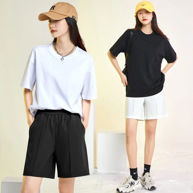 Women'S Summer New Simple And Fashionable High Waist Korean Loose Shorts Student Casual Elastic Waist Sports 5-Point Pants