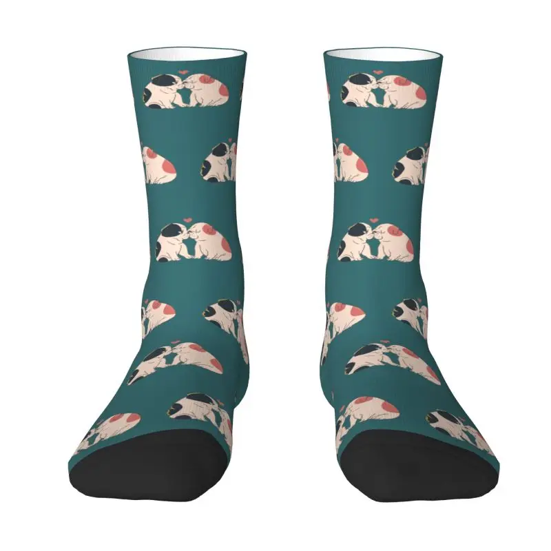Funny Mens English Bulldog Kisses Dress Socks Unisex Breathbale Warm 3D