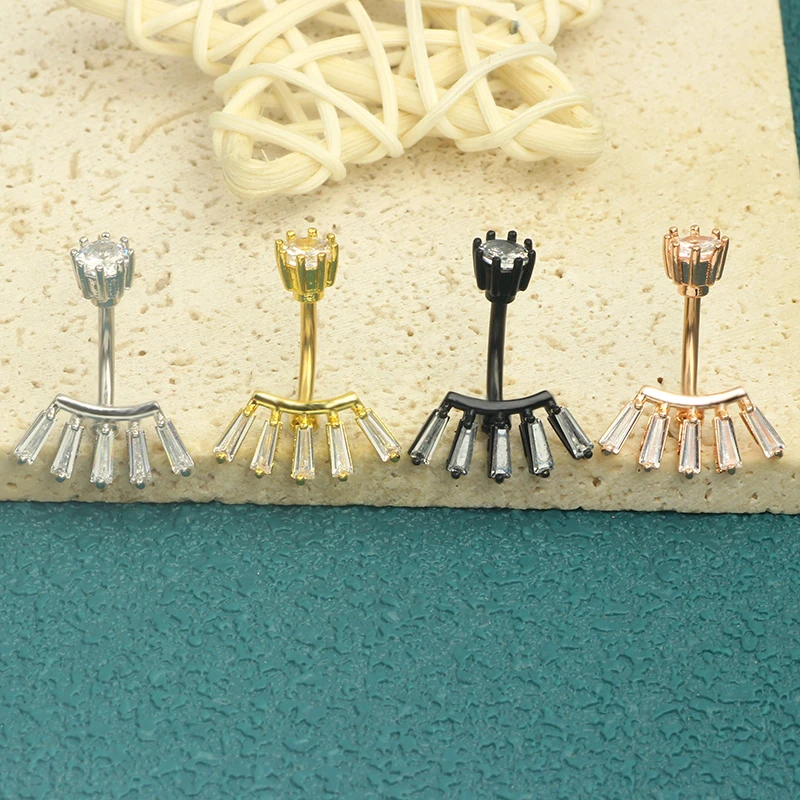 Body Jewelry Ombligo 14G Crystal CZ Belly Button Ring Stainless Steel Flower Snake Heart Belly Ring Piercing dangle navel jewelr