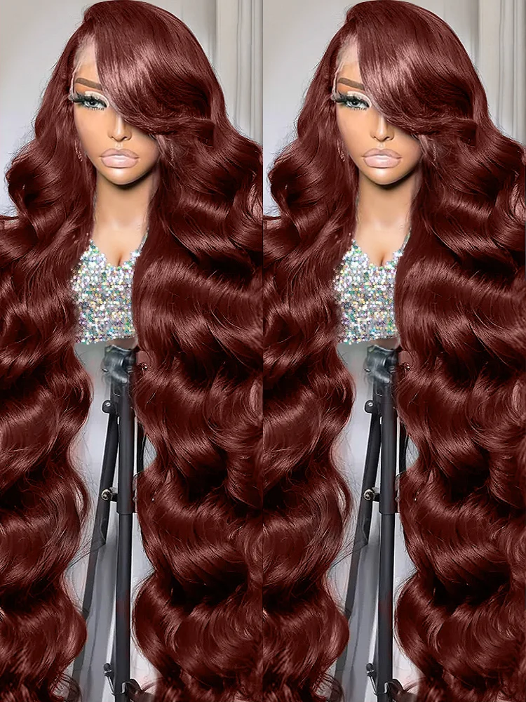 High Density 30 40 Inch Reddish Brown 13x4 HD Lace Front Wigs Human Hair Body Wave 13x6 Colored Lace Frontal Wig For Women
