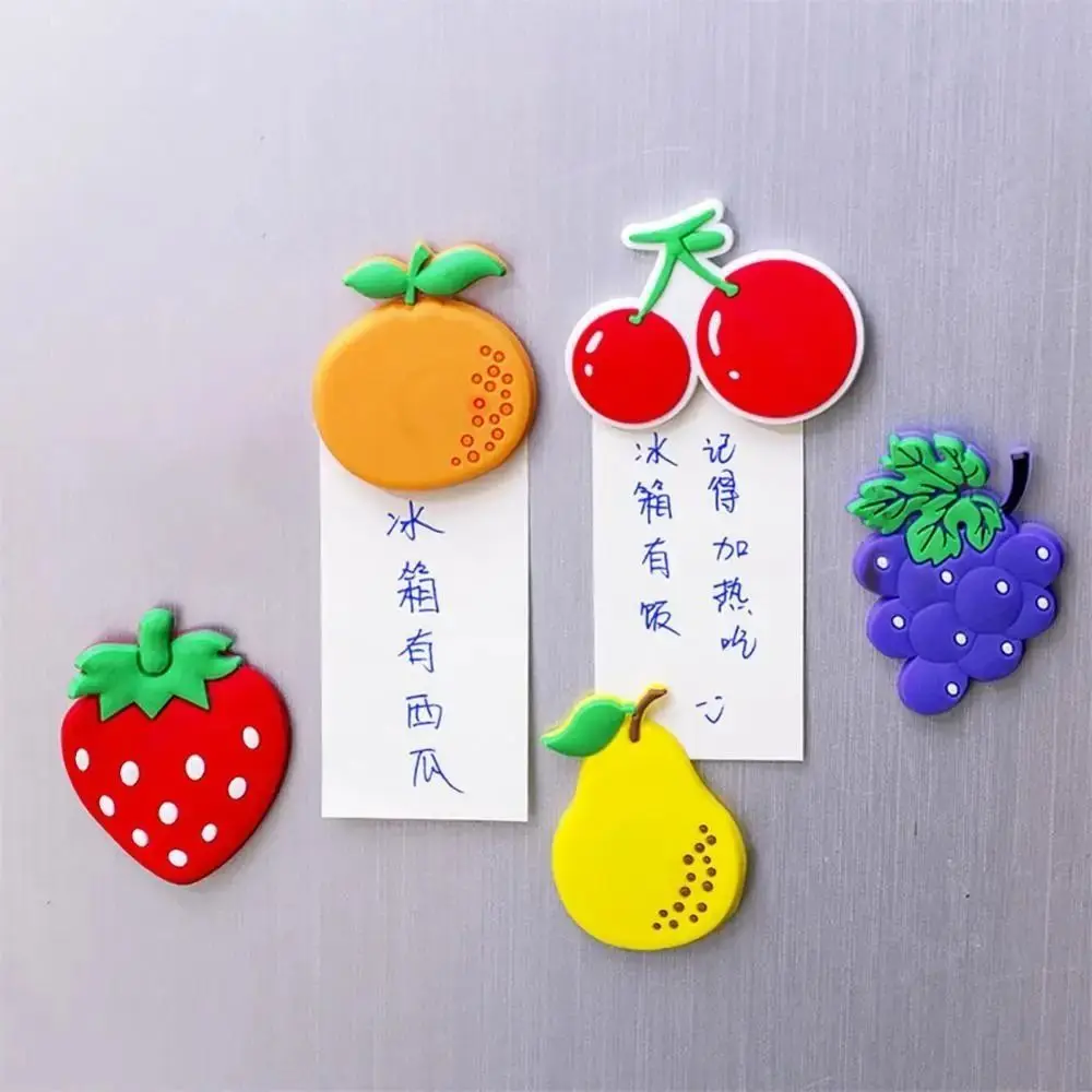 

2pcs Cartoon Fruit Magnets Fridge Magnets Colorful PVC Refrigerator Stickers Kawaii Soft Fruit Sticker Kids Toy