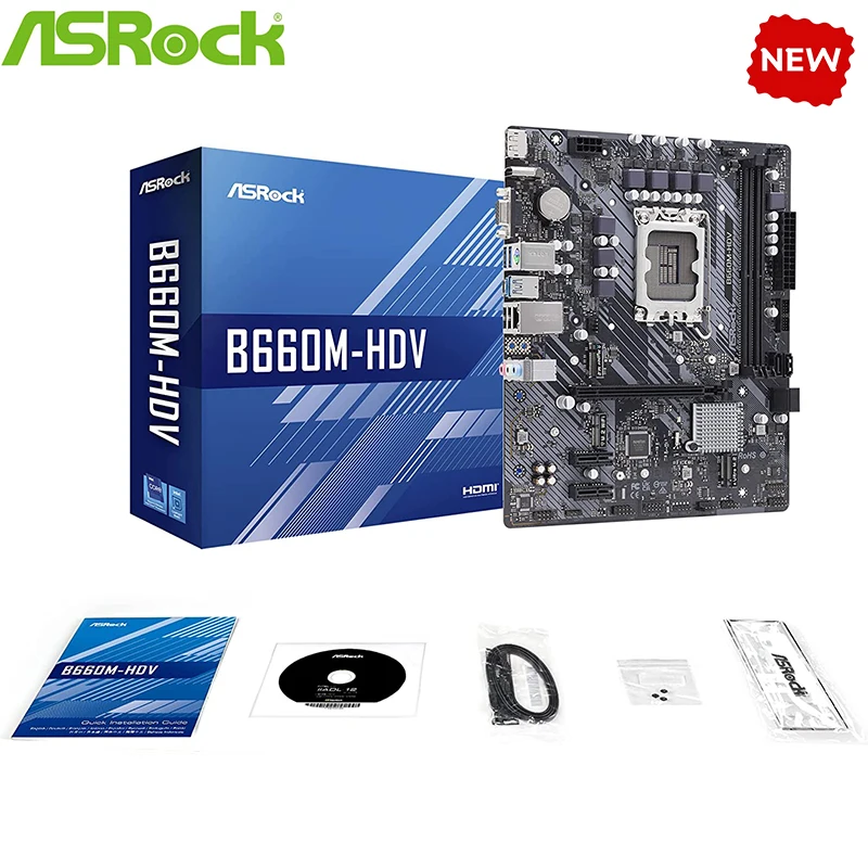 Новая материнская плата B660 для ASROCK B660M-HDV LGA 1700 DDR4 B660 поддерживает процессор i5 10400f i3 12100f 12400f