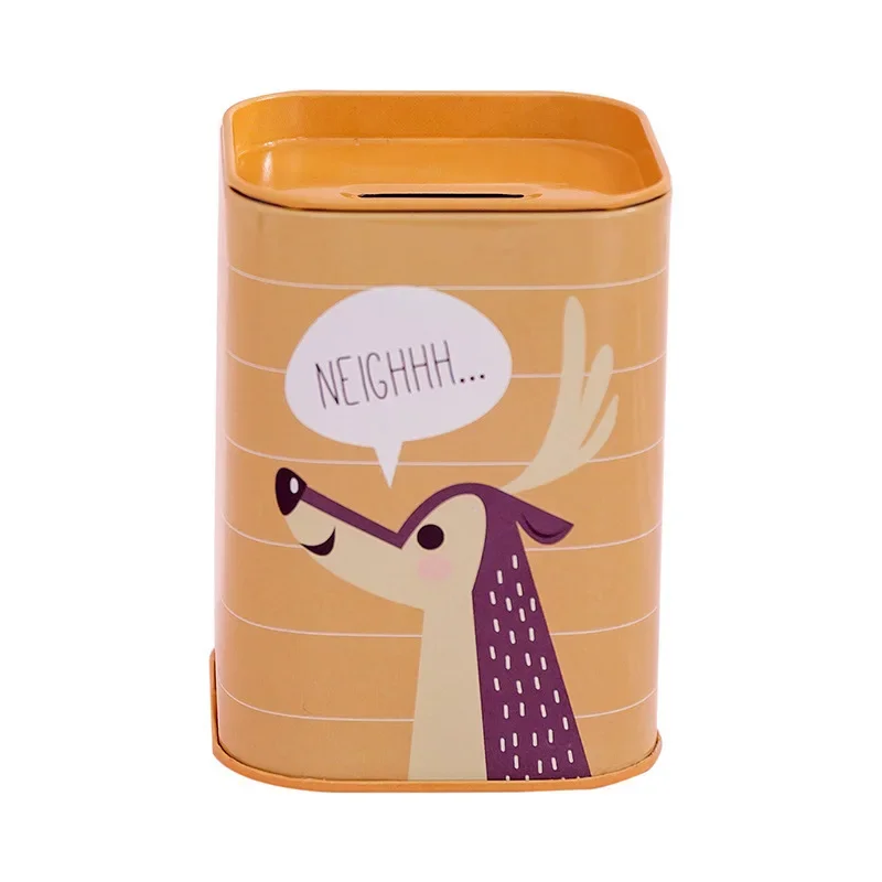 Korean Style Square Metal Tin Savings Bank UK London Style Storage Savings Jar Toy from Mainland China