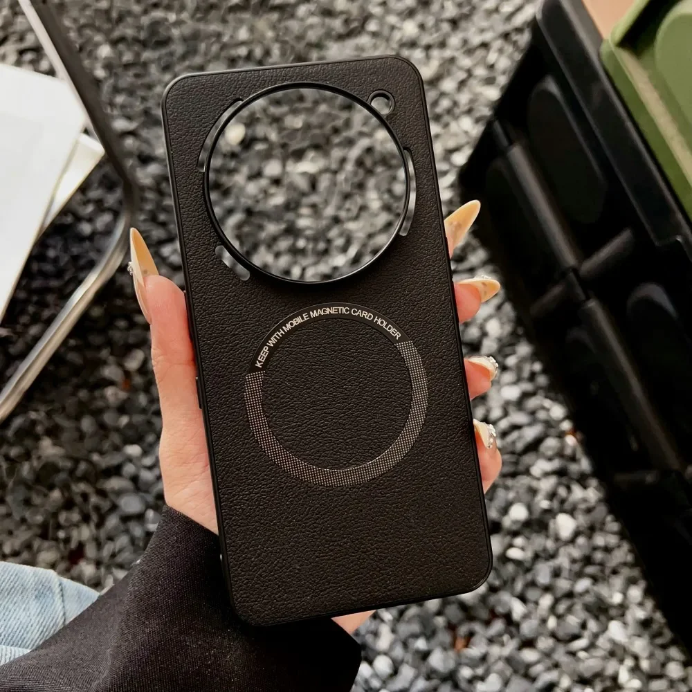 Premium PU Leather Magnetic Phone Case with Wireless Charging Compatibility