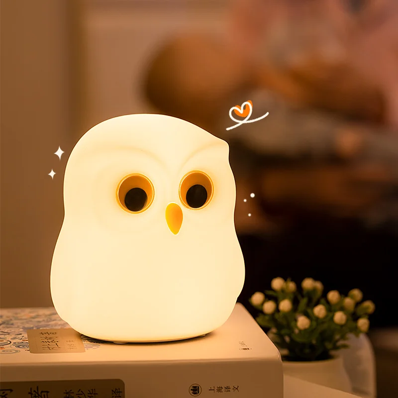 Adorable Silicone Owl Night Light - Rechargeable RGB Ambient Lamp for Room Decor and Children's Gifts