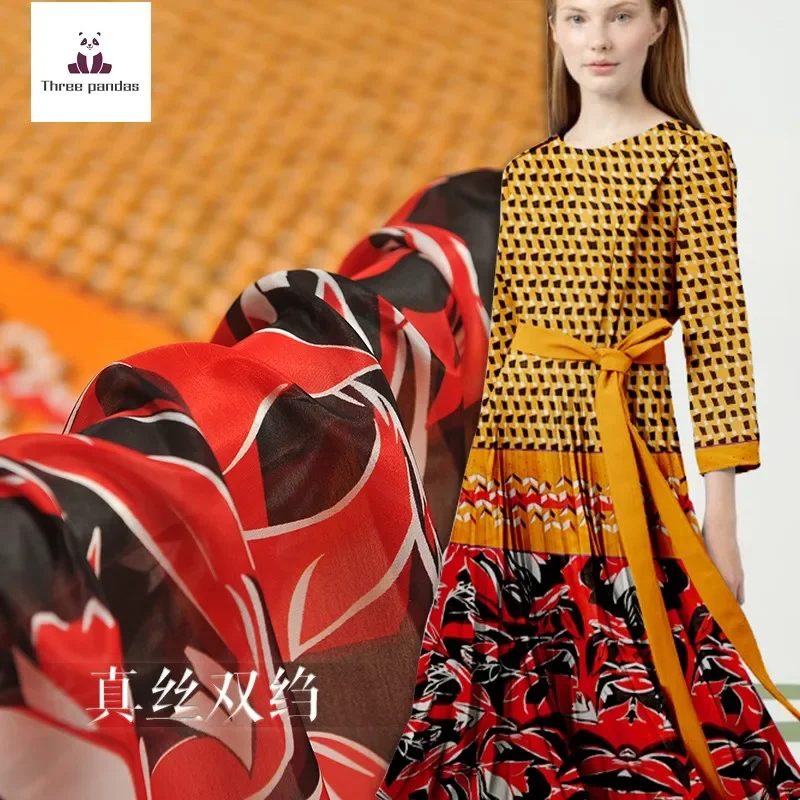 

Natural pure silk double crepe fabric anti-wrinkle shirt cloth for dress diy sewing by the meter