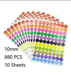 Vibrant Multisize Colored Dot Stickers for Decoration and Crafts (10mm)
