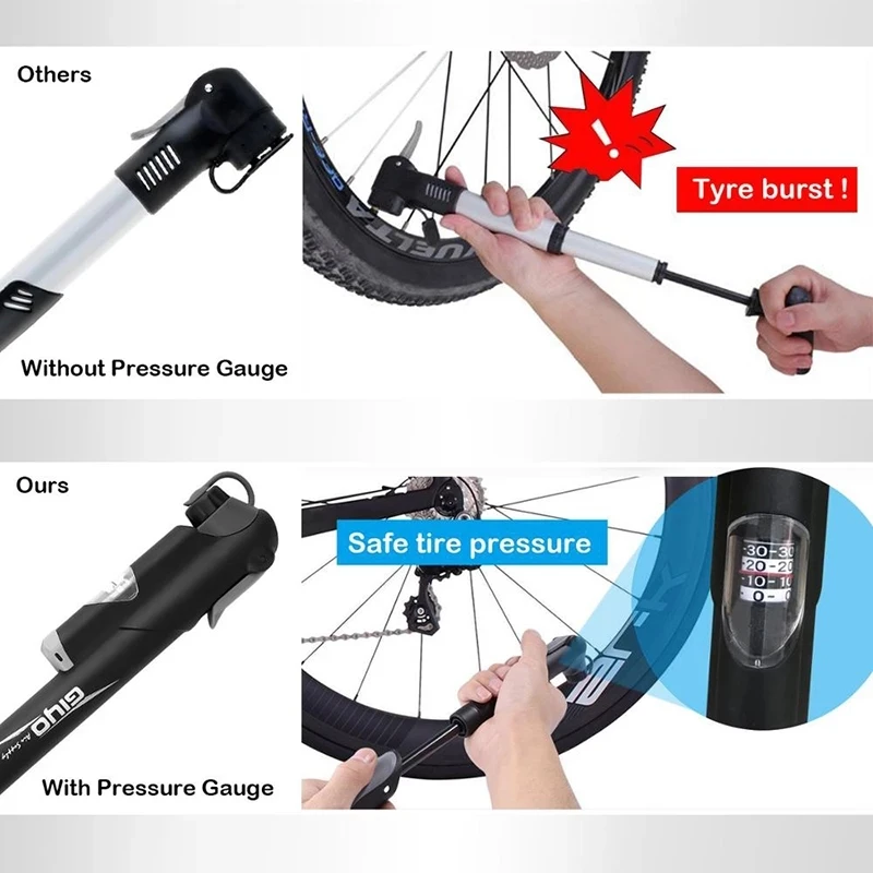 GIYO Bicycle Mini Portable Pump 120psi Hand Air Pump MTB Road Bike