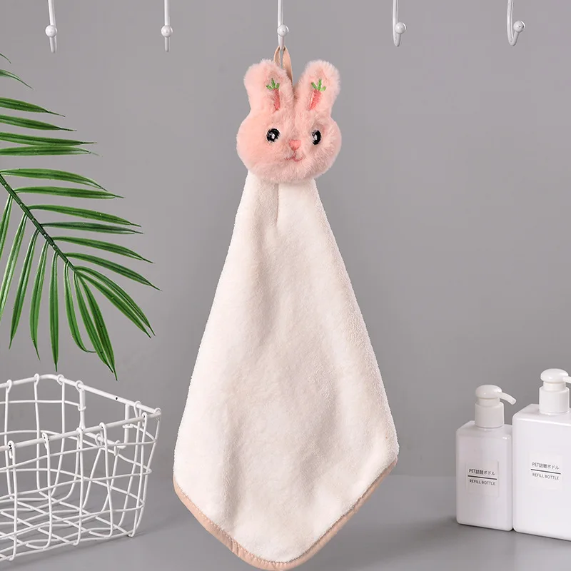 Cartoon Rabbit Wipe Hand Towel Soft Thicken Coral Fleece Super Absorbent Quick Dry Children Terry For Kitchen Bathroom quick drying towel