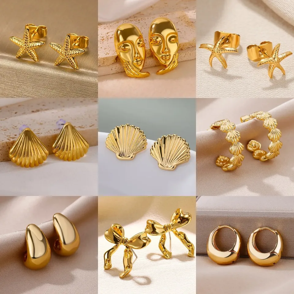 Anelli di granchio di conchiglia di mare in acciaio inossidabile placcato oro per le donne Anello di barretta dell'organismo marino Regalo di gioielli divertenti di Natale di moda  36