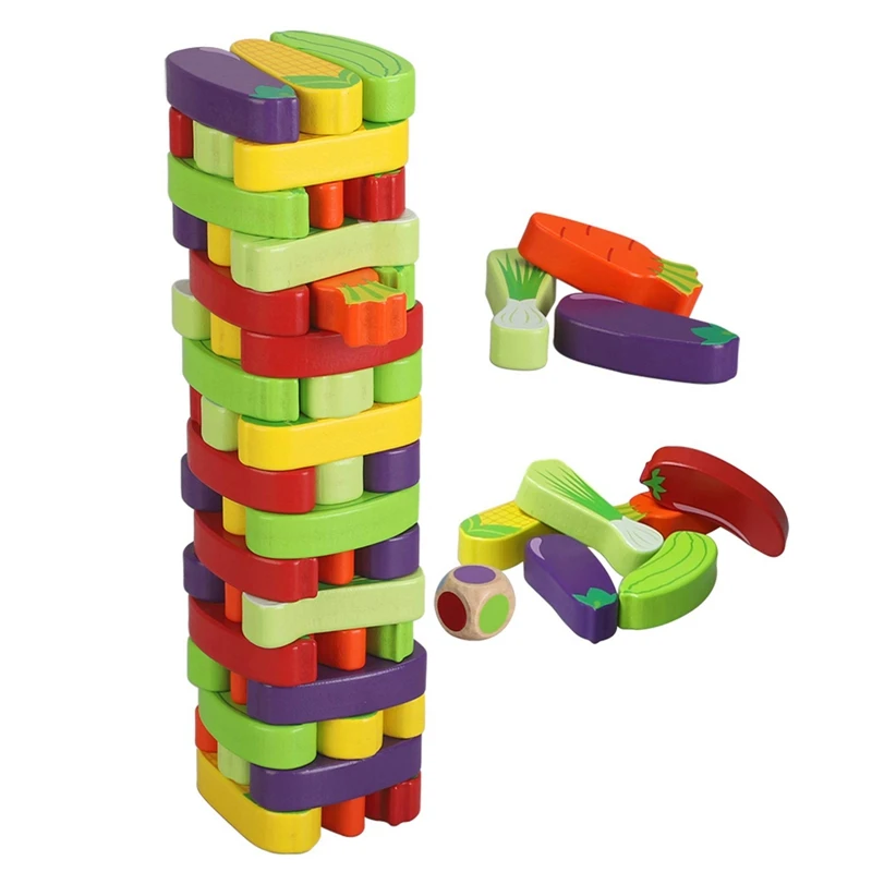 

Wooden Balance Colored Stacking Game For Kids Tumble Tower Blocks For Kids Building Blocks Educational Toy