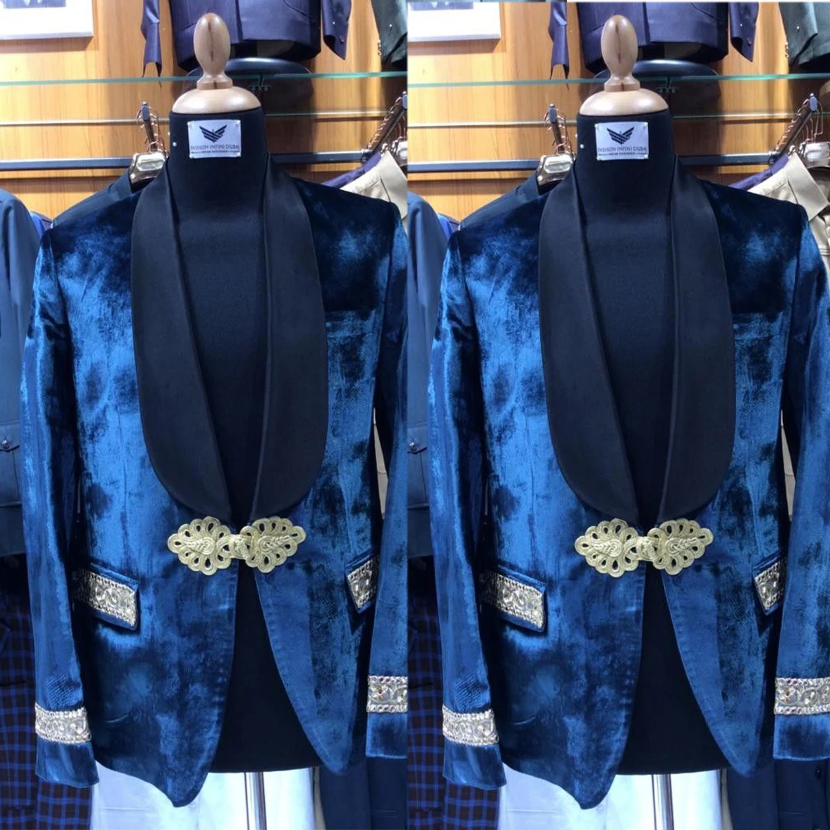 Men Suits Wedding Groom Tuxedos Fancy Chinese Knot Jacket Shawl Lapel For Male Only Coat Made