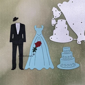 Fustella per taglio metallo fai da te a forma di abito da sposa, per scrapbooking, carta goffrata, album, modelli e stencil per artigianato
