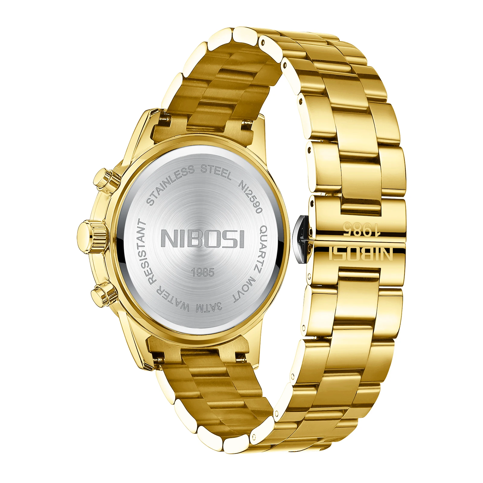 NIBOSI-Reloj de pulsera de acero inoxidable para hombre, cronógrafo luminoso, resistente al agua, de cuarzo, con fecha