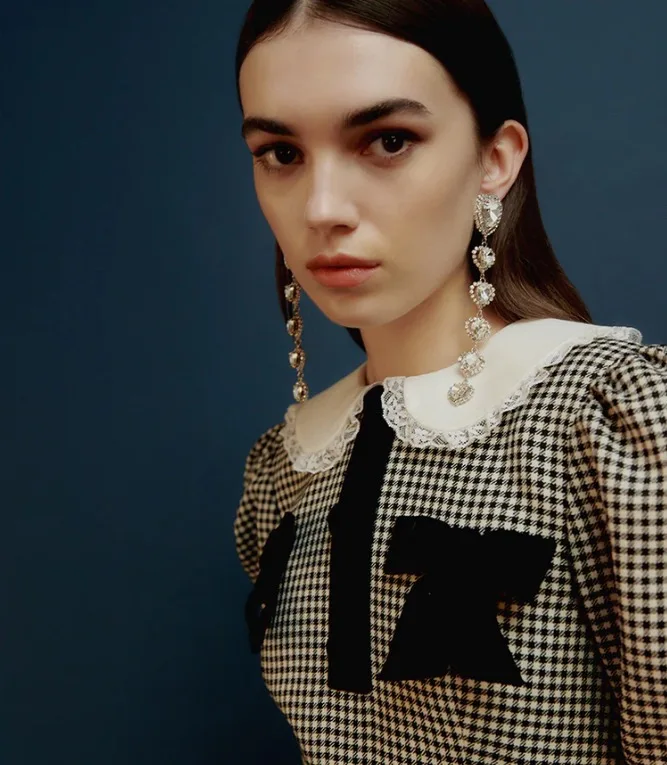 Earrings Light Luxury Retro Heart-Shaped Long Ear Clips For Women Aretes De Mujer Pendientes Boucle D’Oreille Orecchini Clip De