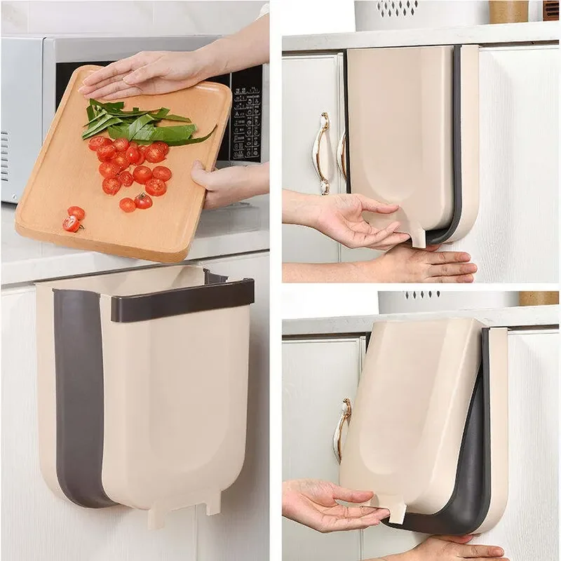 Kitchen Classified Hanging Trash Can Wall Mounted Folding Trash Can Home Cabinet Hanging Storage Kitchen Accessories trash can