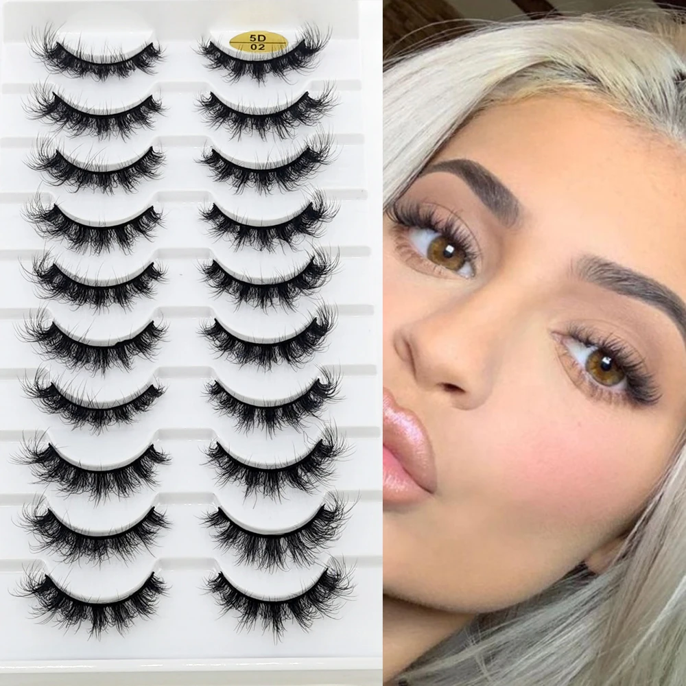 

10 Pairs 3D Mink False Eyelashes Natural/Thick Eye Lashes Fluffy Makeup Russian eyelahses Beauty Extension Reusable eyelashes